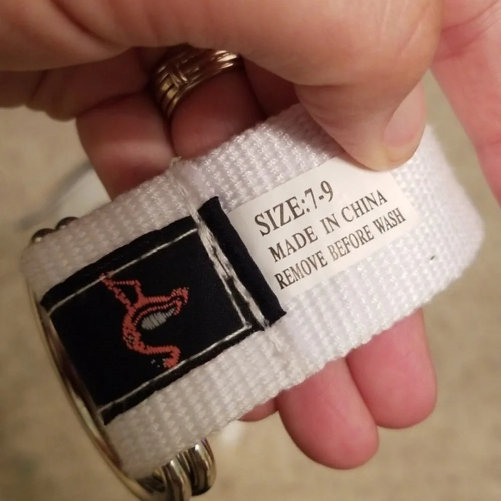 Flamingo‎ Canvas Web Belt D Ring Buckle Women's Size 7 9 Navy Pink